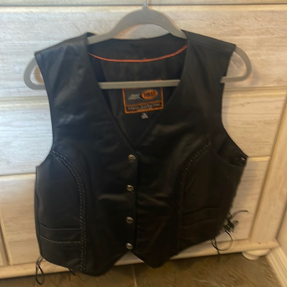 Black leather vest